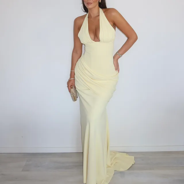 Maxi dress - Baby yellow – Fustan mbrëmjeje me qira në Prishtinë