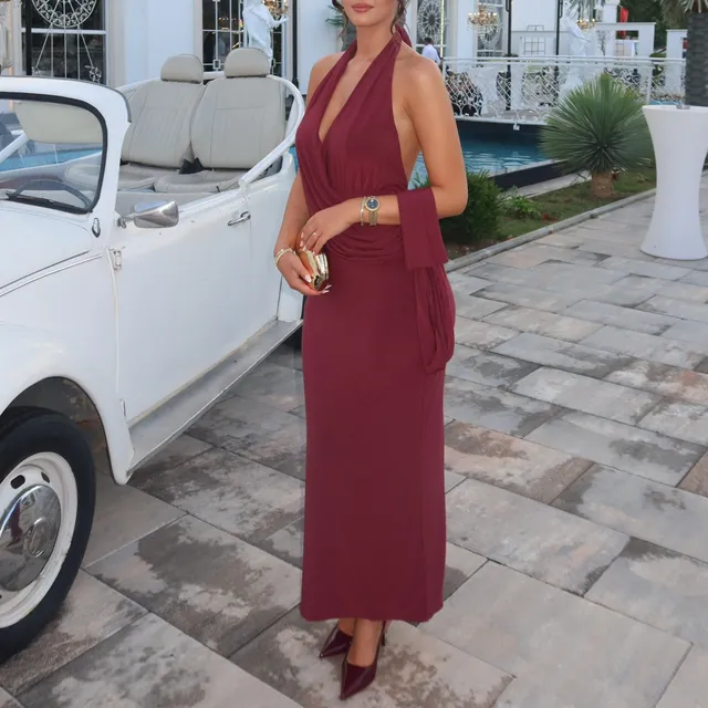 Maxi dress - Bordo ♥️ – Fustan koktej me qira në Prishtinë